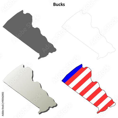 Bucks County, Pennsylvania outline map set