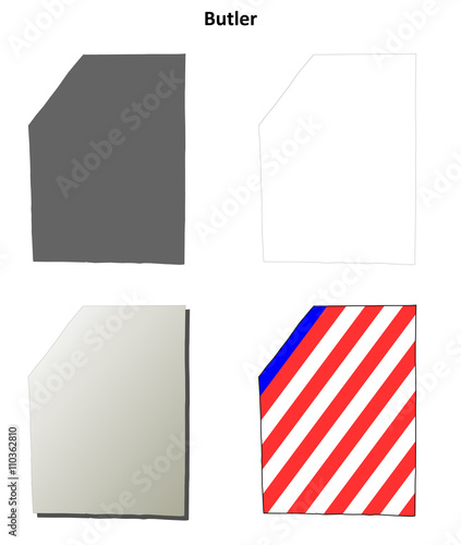Butler County, Pennsylvania outline map set