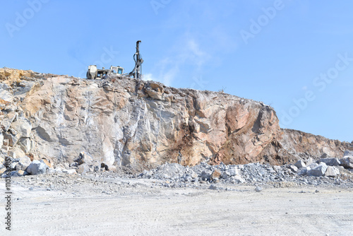 Drilling for limestone in a quarry