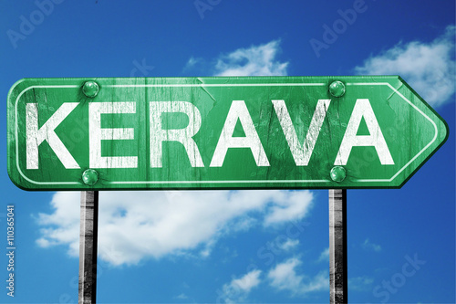 Kerava, 3D rendering, a vintage green direction sign photo