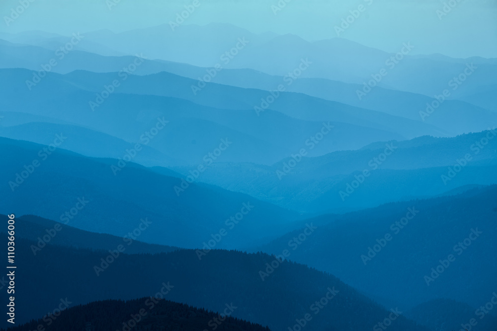 Blue mountains in Ukraine Carpathians