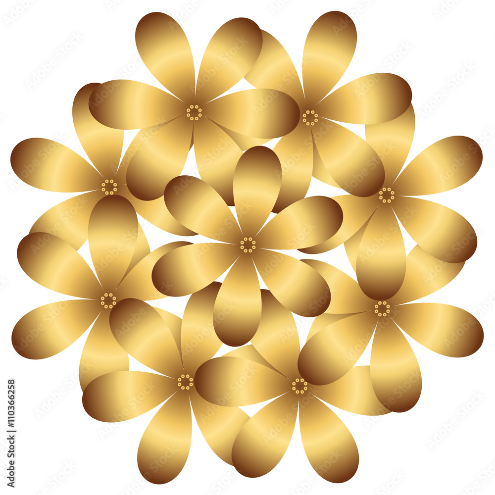 Composition vector gold flowers on a white background. Composition vector gold flowers on a white background.