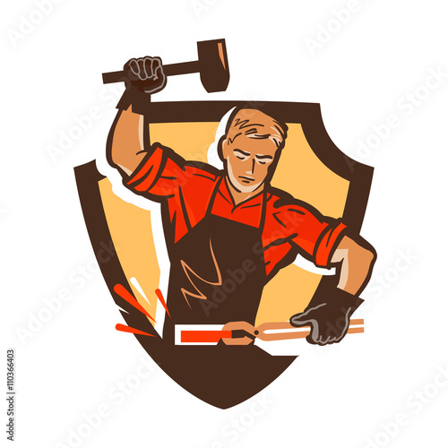 blacksmith, smithy logo or icon. vector illustration