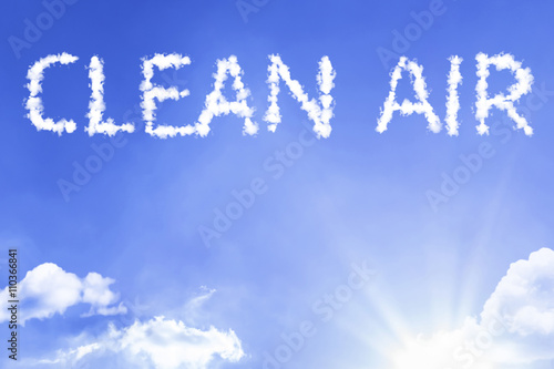 Fotografi Clean Air cloud word with a blue sky