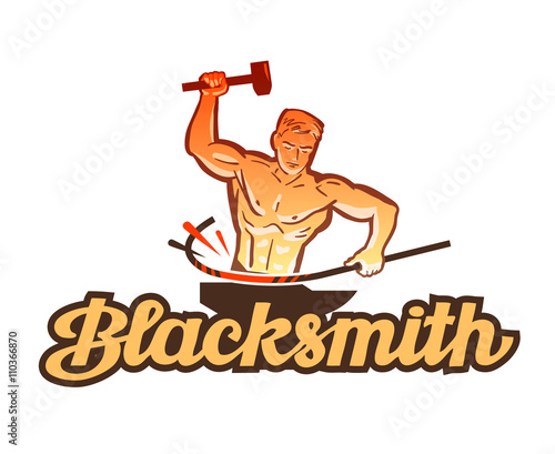 blacksmith vector logo. smithy or industry icon
