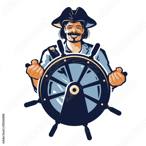 pirate vector logo. corsair or captain, sailor, seafarer icon