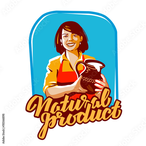 milk vector logo. milkmaid or farm, farming icon