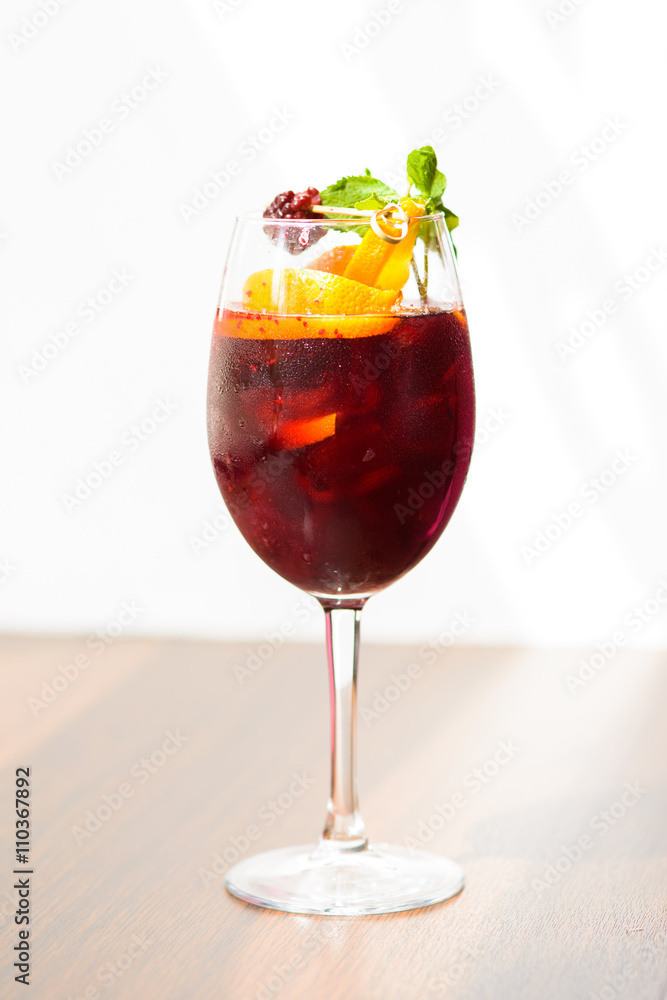 wine cocktail with mint garnish. wine cocktail with mint garnish.