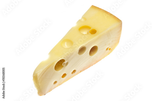 slice of cheese on white background.