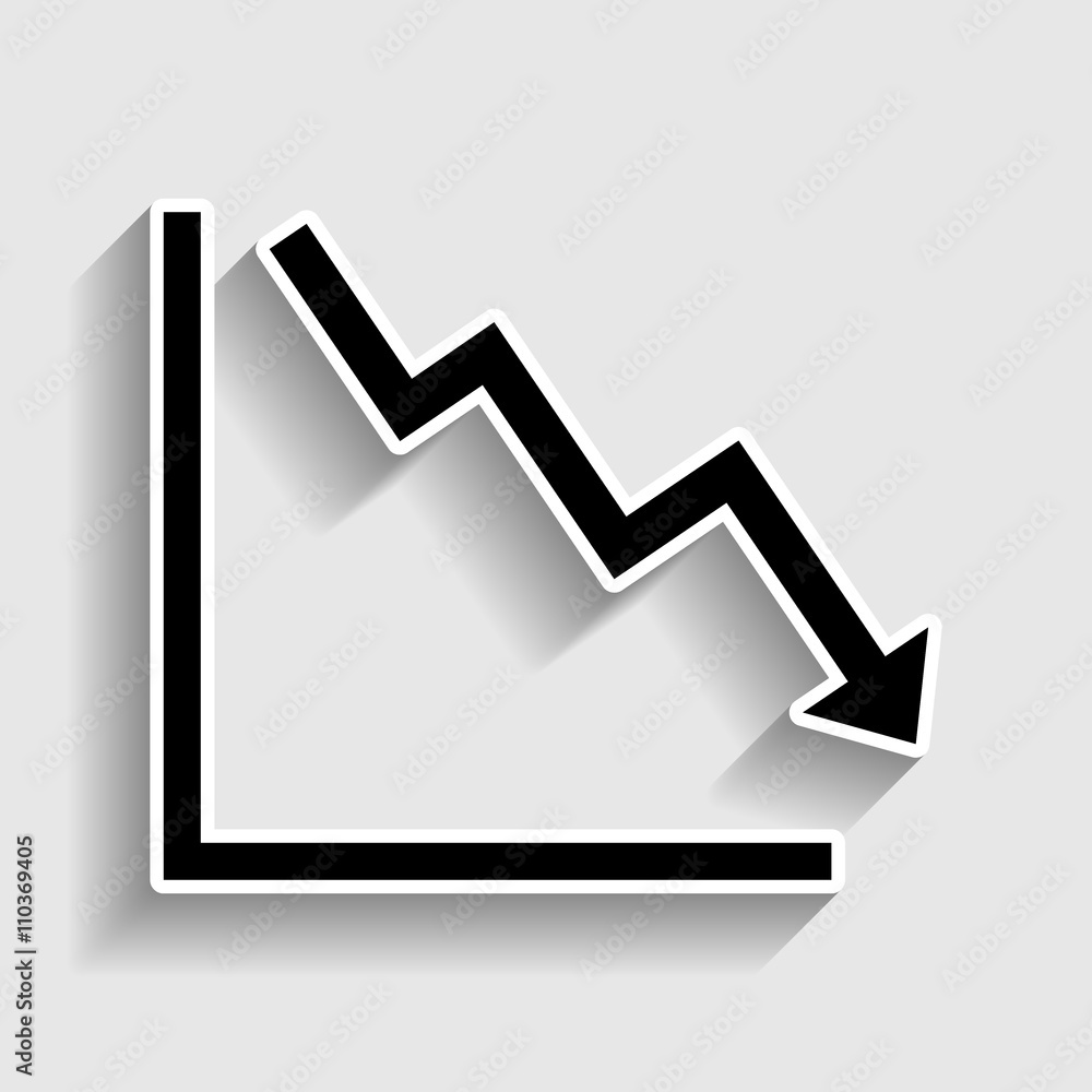 Arrow pointing downwards showing crisis Arrow pointing downwards showing crisis