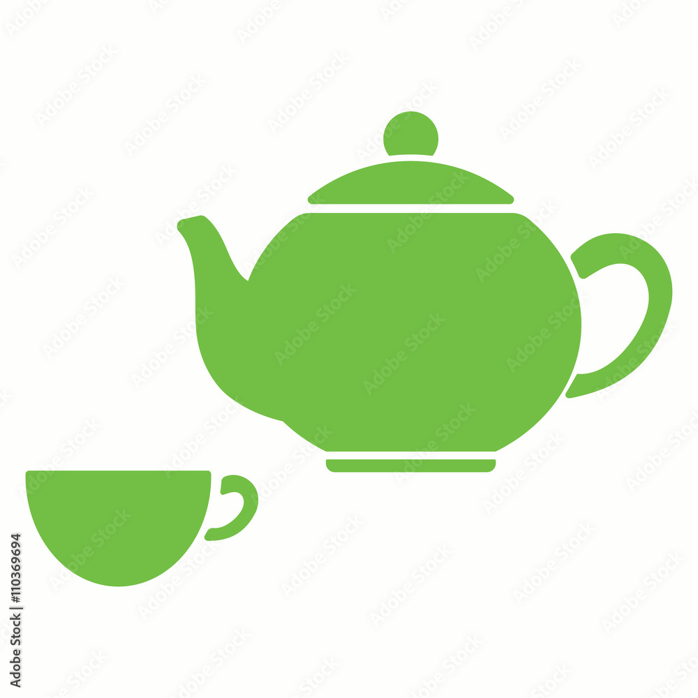 teapot and cup icon relax green icon teapot and cup icon relax green icon