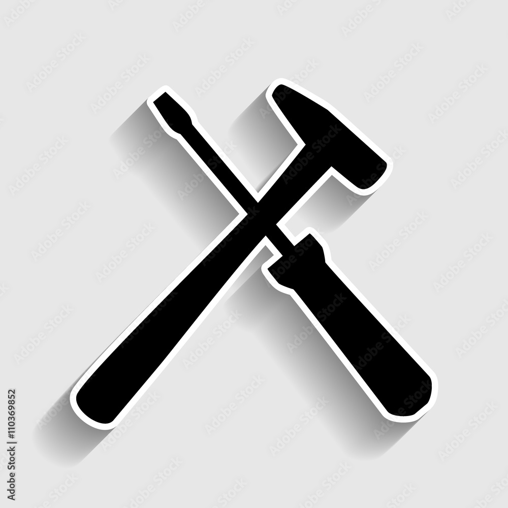 Tools sign. Sticker style icon Tools sign. Sticker style icon