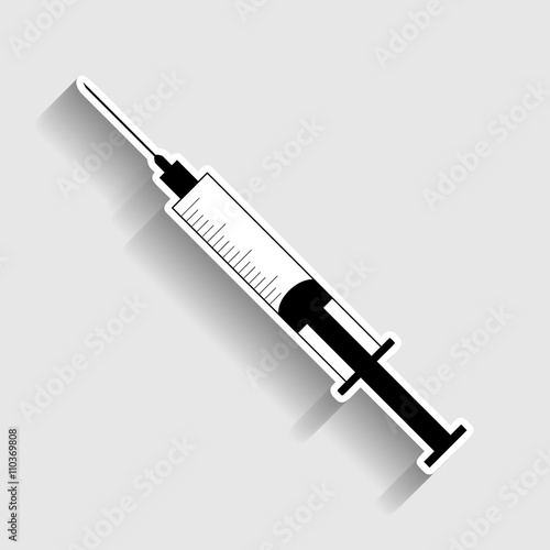 Syringe sign. Sticker style icon