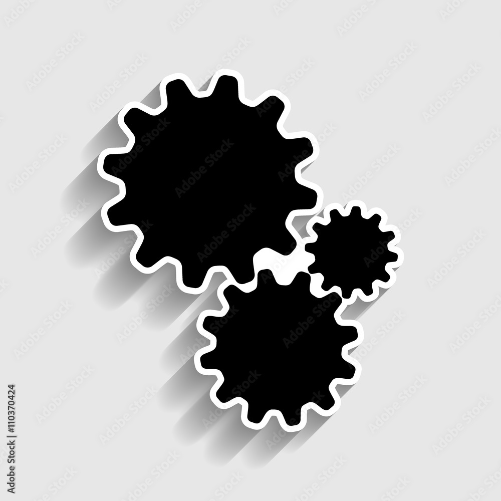 Settings sign. Sticker style icon Settings sign. Sticker style icon