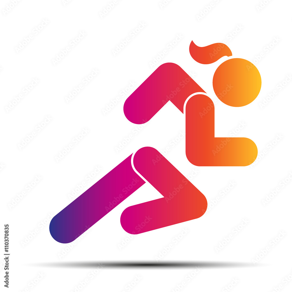 Running woman simple symbol of run isolated on a white background. Running woman simple symbol of run isolated on a white background.