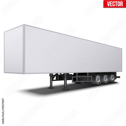 Blank white parked semi trailer