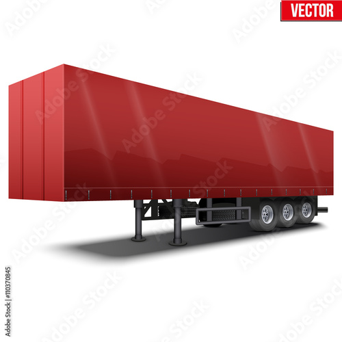 Blank red parked semi trailer