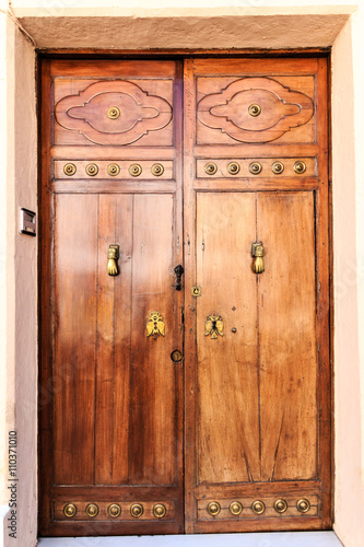 Wooden door in the old town of Ronda  Andalusia  Spain