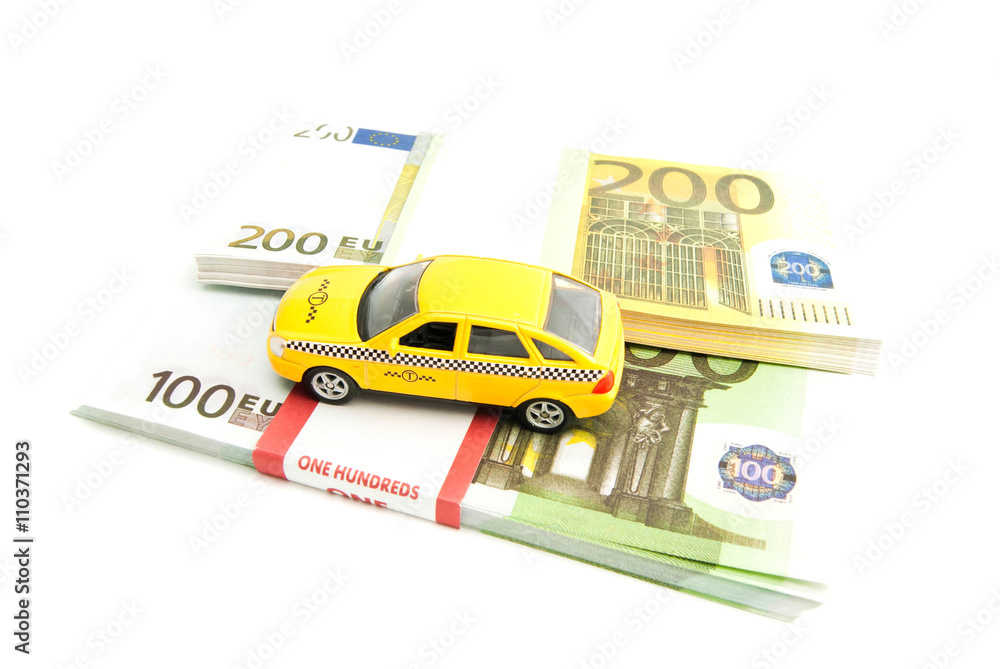 taxi car and banknotes