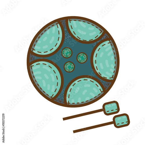 Textured steel pan, drum, and sticks