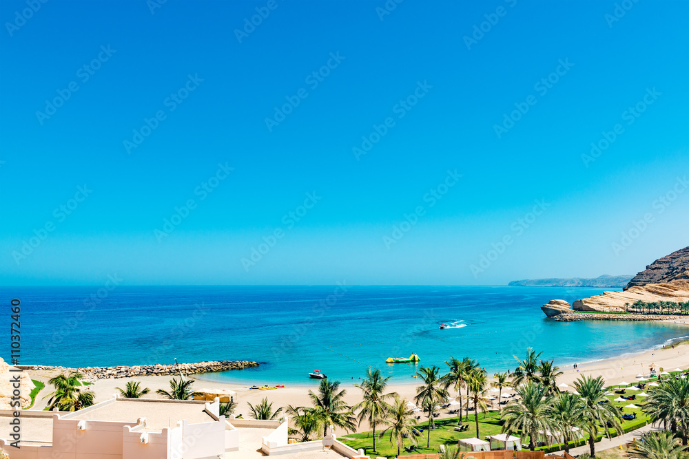 Fototapeta premium Beach of Barr Al Jissah in east of Muscat, Oman.