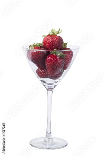 wine glass with strawberries