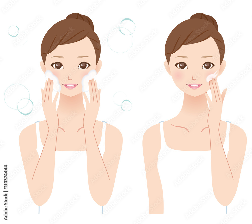 女性 美容 スキンケア 洗顔 Stock イラスト Adobe Stock