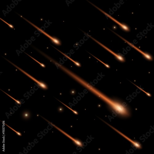 Meteor Rain from space illustration
