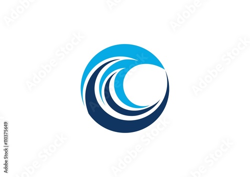 circle, wave logo, water sphere symbol, wind wing icon, globe splash vector design