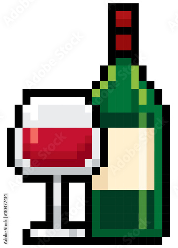 Vector Illustration of Bottles wine - Pixel design
