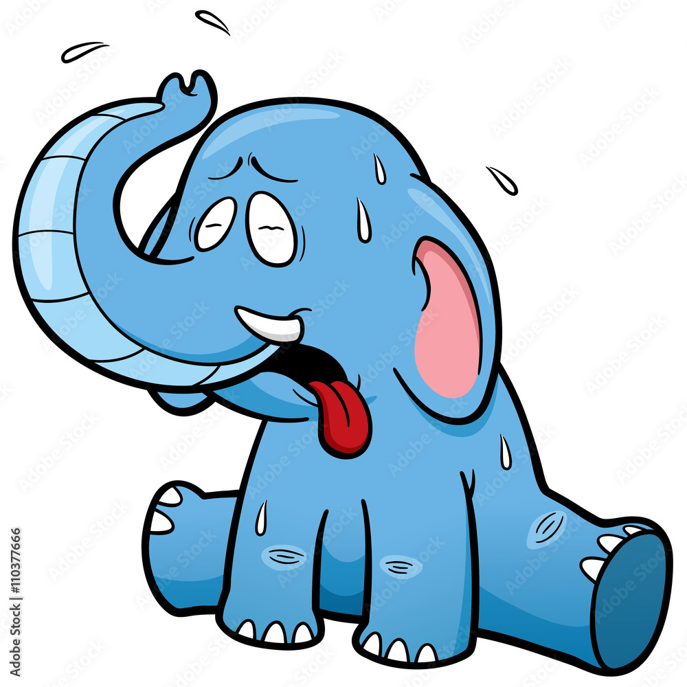 Vector illustration of cartoon Elephant in Hot Weather Vector illustration of cartoon Elephant in Hot Weather