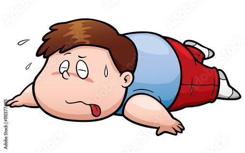 Vector illustration of Fat man tired