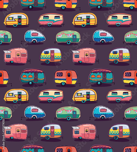 Mid fifties cartoonish campers pattern