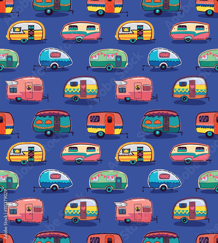Mid fifties cartoonish campers pattern