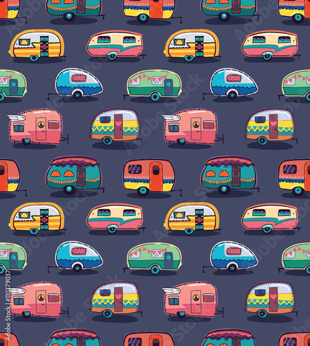 Mid fifties cartoonish campers pattern