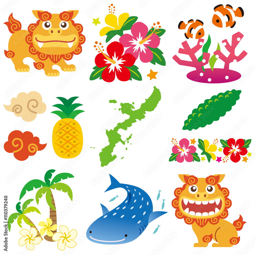 沖縄素材 シーサー セット Stock Illustration Adobe Stock 沖縄素材 シーサー セット Stock Illustration Adobe Stock