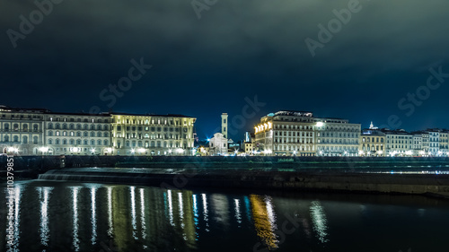 Italy Florence from the Arno River at night