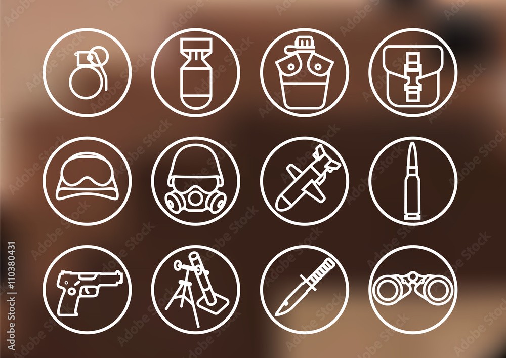 Military and war icon set
