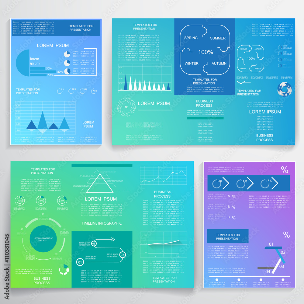 Brochure design for business reports, cover layout and infograph