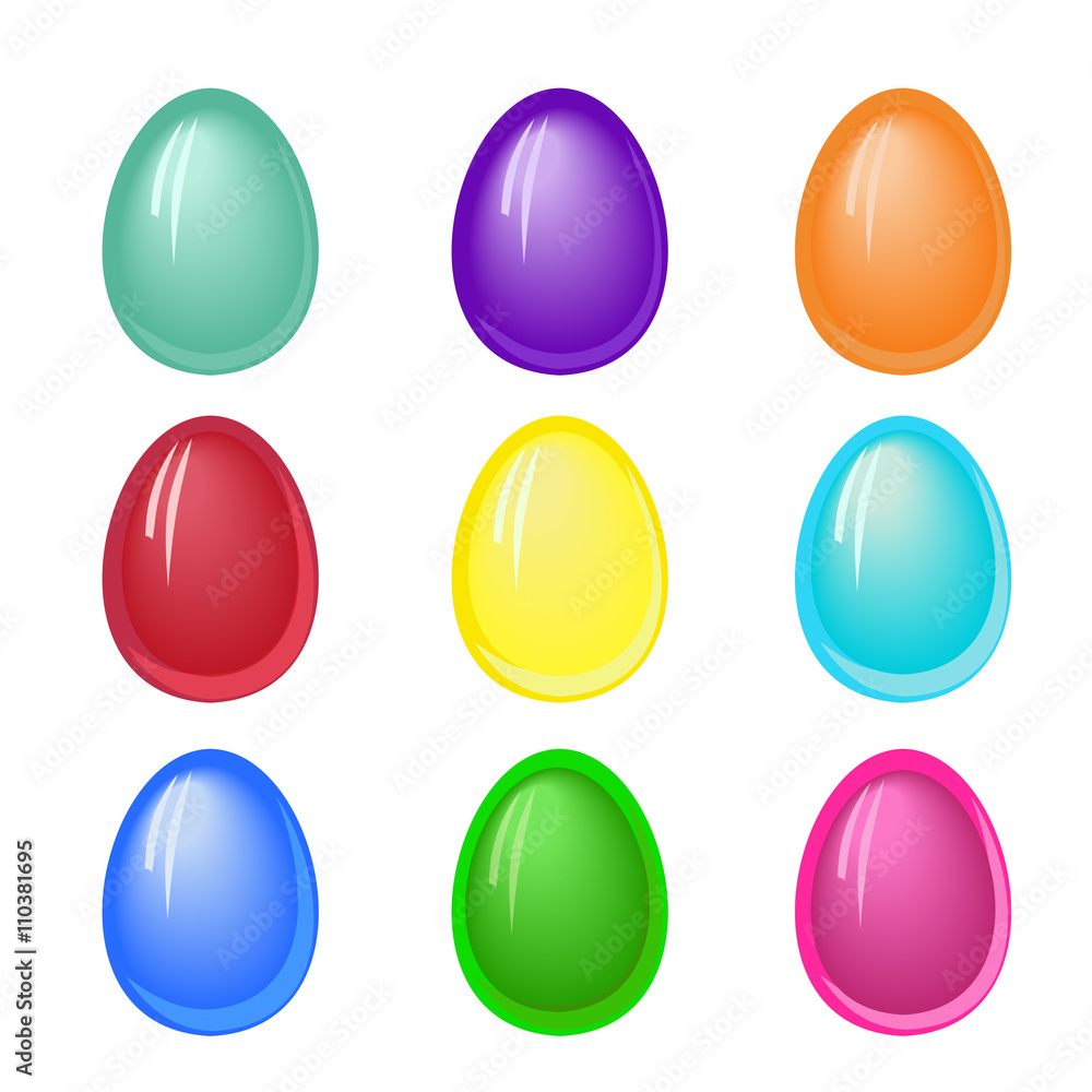 Set of plain colored Easter eggs with jelly effect Set of plain colored Easter eggs with jelly effect