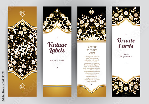 Vector set of ornate cards in Eastern style.
