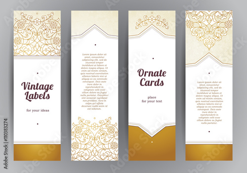 Vector set of golden vertical cards.
