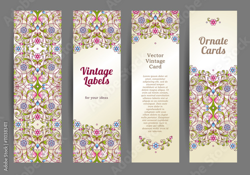 Vector set of  Eastern floral card.