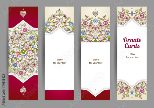 Vector set of  Eastern floral card. photo