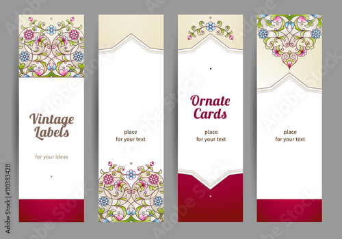 Vector set of  Eastern floral card.