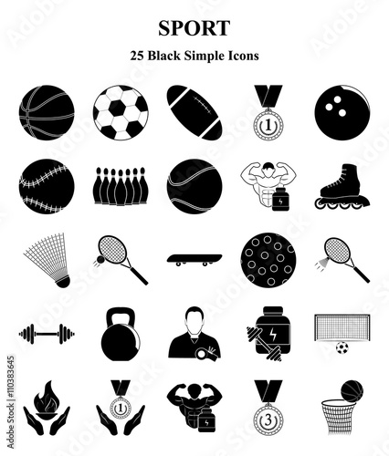 Sport and Fitness 25 icons set for web and mobile