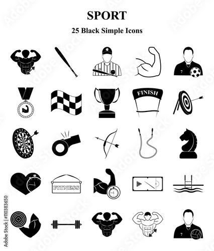 Sport and Fitness 25 icons set for web and mobile