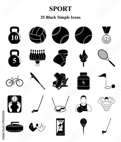Sport and Fitness 25 icons set for web and mobile
