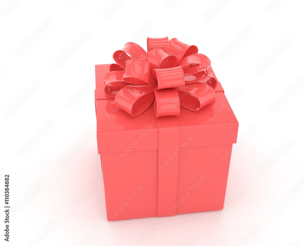 gift box with bows isolated on white. 3d rendering. gift box with bows isolated on white. 3d rendering.