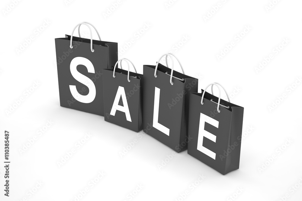 sale written on shopping bag. 3d rendering.